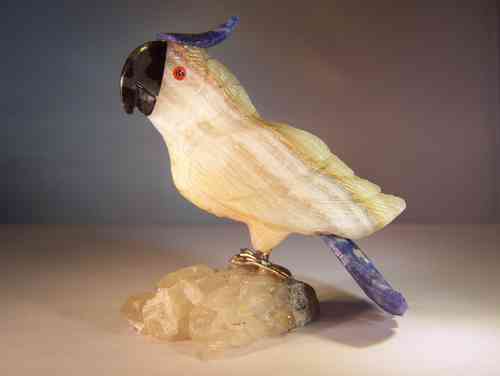 Edelsteen vogel sculptuur papegaai 02