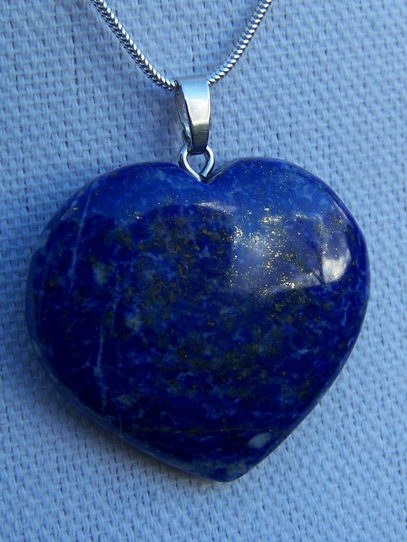 Lapis Lazuli hart edelsteenhanger met 925-Sterling zilver haakje 06