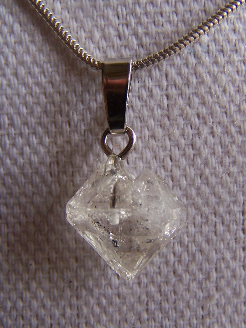 Herkimer diamant edelsteenhanger met 925-Sterling zilver haakje 19